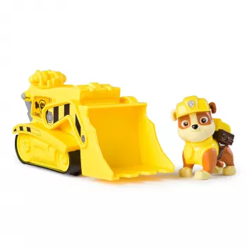 PAW Patrol, el bulldozer de Rubble, camión de juguete con figura de acción coleccionable, juguetes infantiles con conciencia sostenible para niños y niñas a partir de 3 años