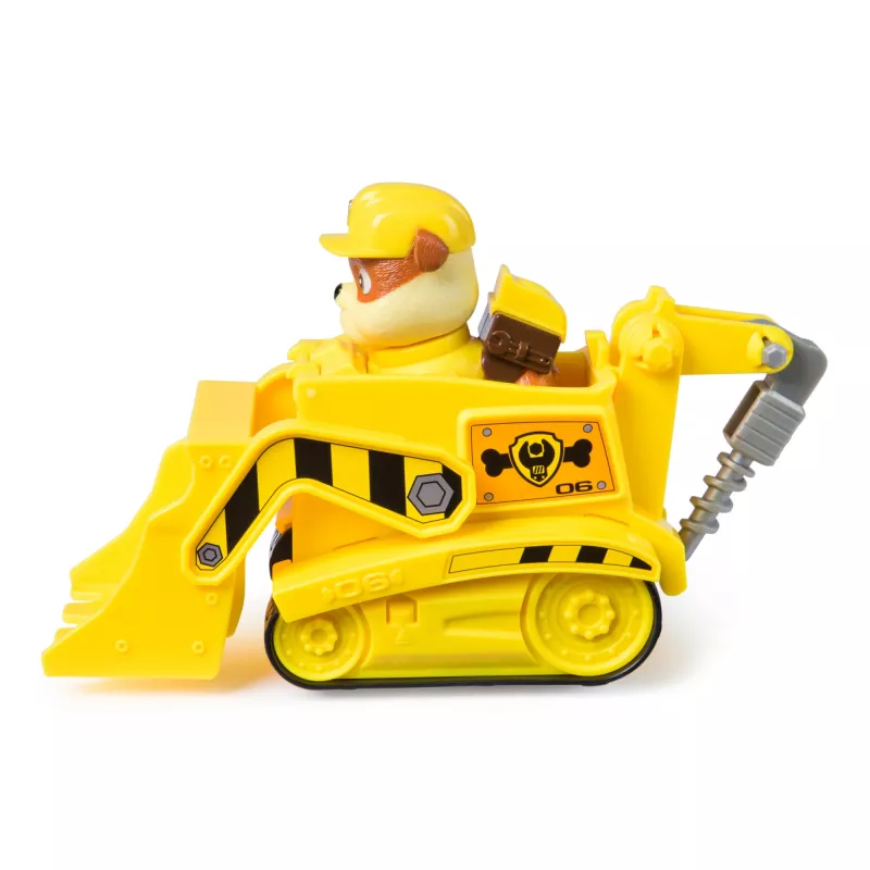 PAW Patrol, el bulldozer de Rubble, camión de juguete con figura de acción coleccionable, juguetes infantiles con conciencia sostenible para niños y niñas a partir de 3 años