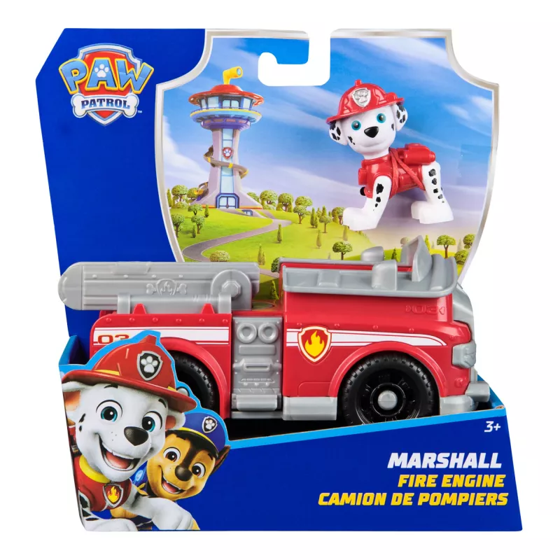 PAW Patrol, el camión de bomberos de Marshall, vehículo de juguete con figura de acción coleccionable, juguete infantil de fabricación sostenible para niños y niñas a partir de 3 años