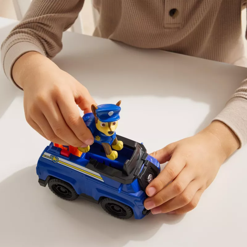 PAW Patrol, el coche de rescate de Chase, coche de juguete con figura coleccionable, juguete infantil sostenible para niños y niñas a partir de 3 años