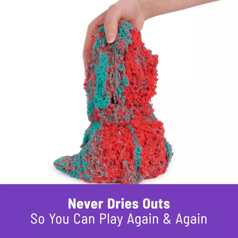 Spin Master Kinetic Sand Mold n' Flow Set arena de juego, 680 g, rojo/turquesa, a partir de 3 años