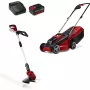 Set cortacésped y desbrozadora a batería EINHELL GE-CM 18/30 + GE-CT 18, rojo/negro, Li-Ion 4,0 Ah