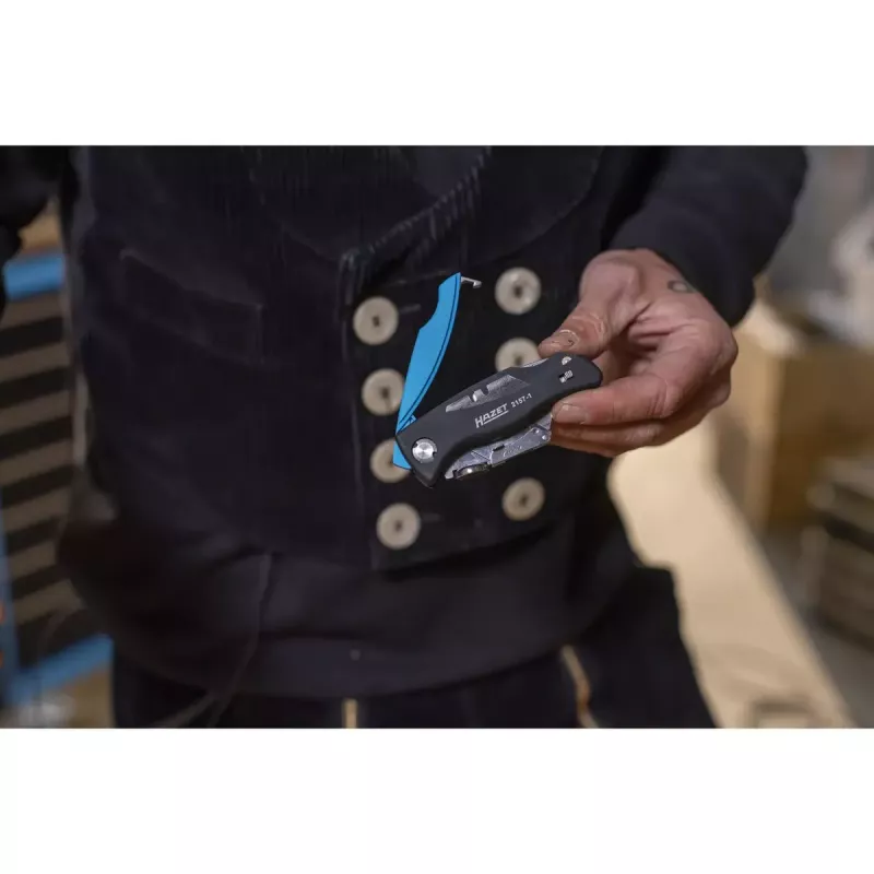 Navaja plegable con bloqueo HAZET 2157-1 negra azul