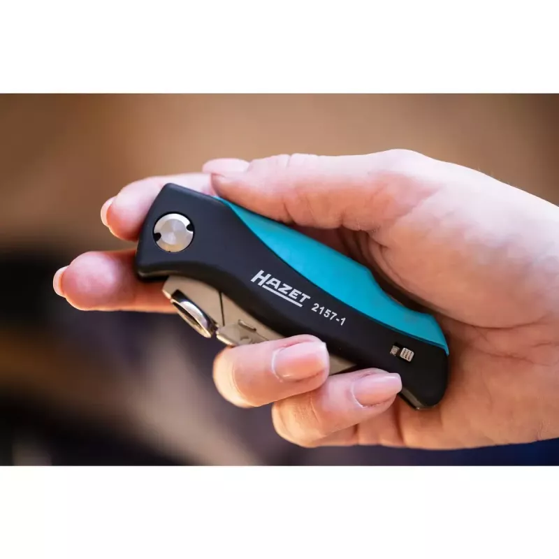 Navaja plegable con bloqueo HAZET 2157-1 negra azul