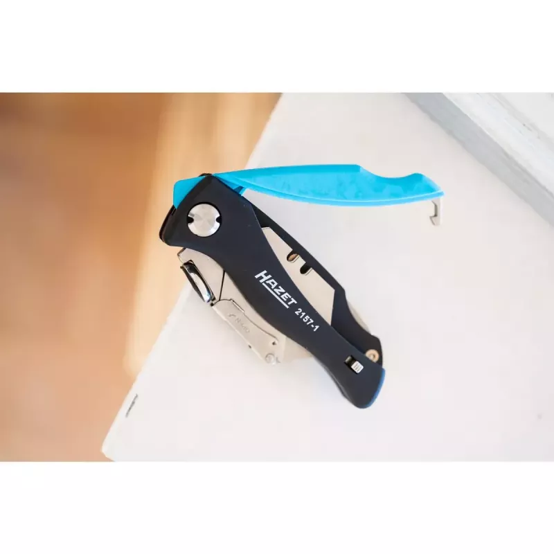 Navaja plegable con bloqueo HAZET 2157-1 negra azul