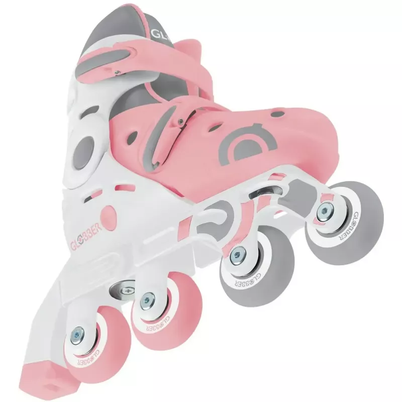 Patines de aprendizaje para niños GLOBBER 2 en 1 talla 30–33 rosa – set ajustable en línea/quad para principiantes