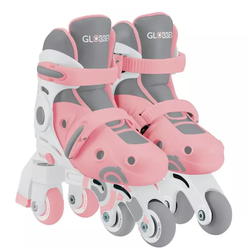 Patines de aprendizaje para niños GLOBBER 2 en 1 talla 30–33 rosa – set ajustable en línea/quad para principiantes