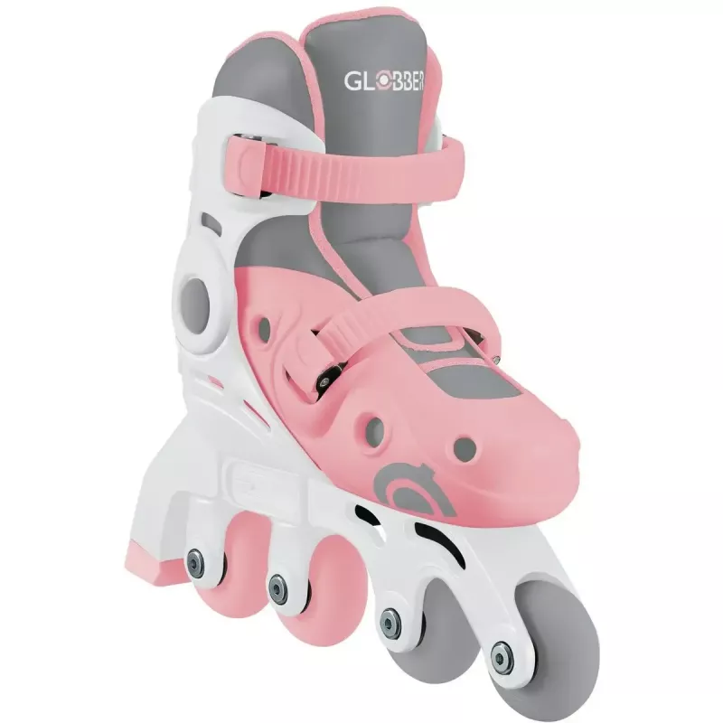 Patines de aprendizaje para niños GLOBBER 2 en 1 talla 30–33 rosa – set ajustable en línea/quad para principiantes