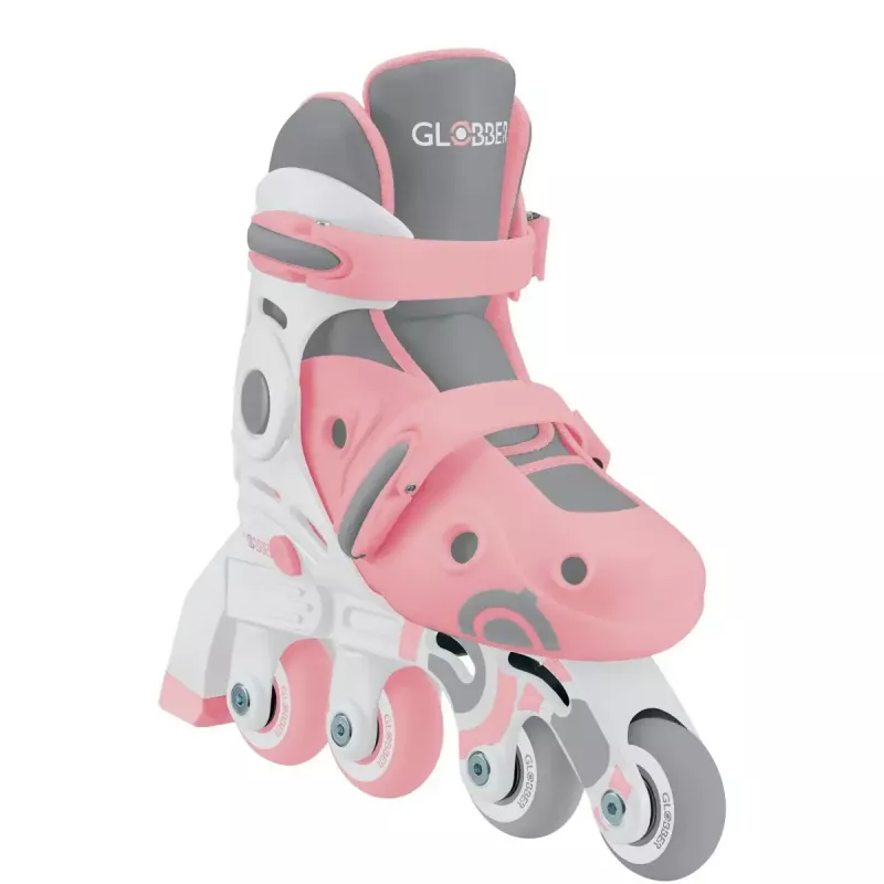 Patines de aprendizaje para niños GLOBBER 2 en 1 talla 30–33 rosa – set ajustable en línea/quad para principiantes