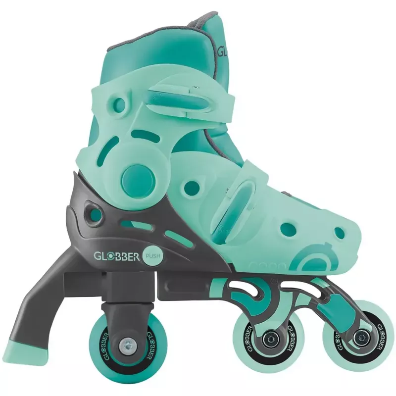 Patines GLOBBER Learning Skates 2 en 1 talla 26–29 menta — patines de aprendizaje ajustables para niños