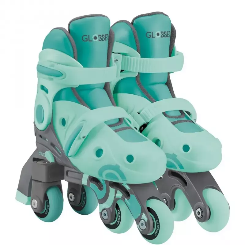 Patines GLOBBER Learning Skates 2 en 1 talla 26–29 menta — patines de aprendizaje ajustables para niños