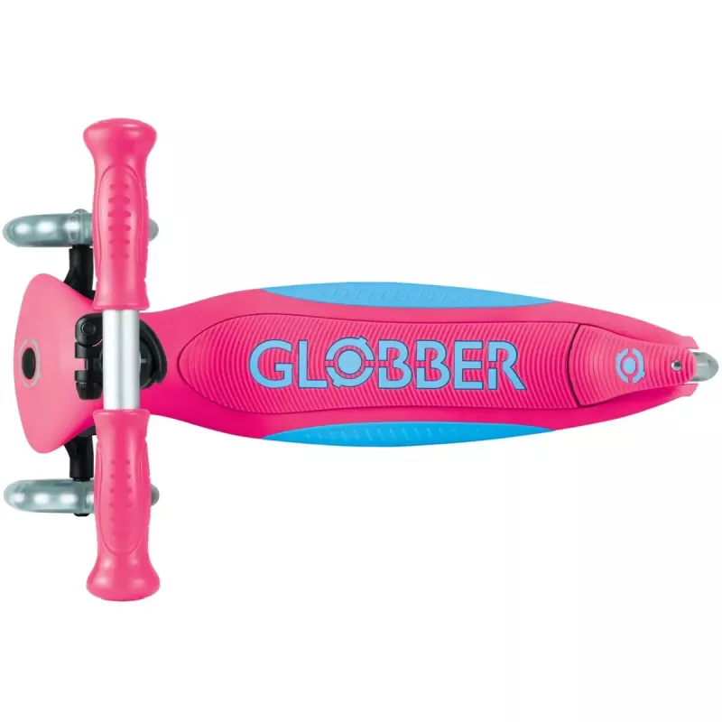 Patinete compacto GLOBBER Primo Foldable Plus Lights – rosa/azul claro