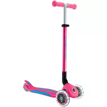 Patinete compacto GLOBBER Primo Foldable Plus Lights – rosa/azul claro