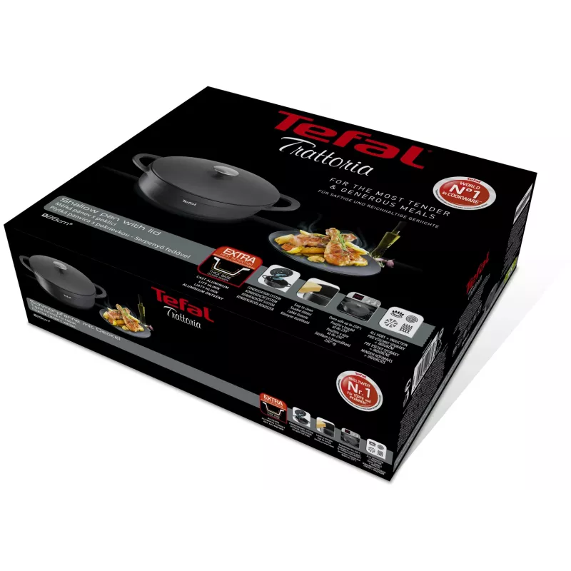 Sartén Tefal Trattoria E2187274 redonda negra aluminio 28 cm