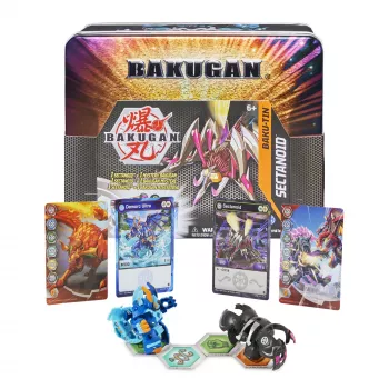 Bakugan Baku-Tin, Sectanoid, lata premium de almacenamiento para coleccionistas con Mystery, trading cards, juguete infantil para niños a partir de 6 años