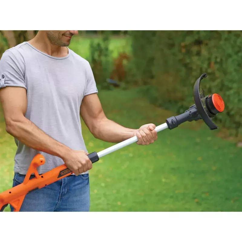 Black & Decker ST182320-QW cortabordes a batería, 18 V, 2,0 Ah Li-Ion, ancho de corte de 25 cm, con batería y cargador, naranja/negro