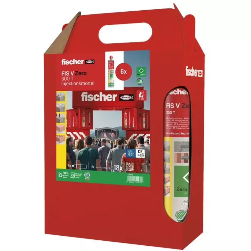 Mortero de inyección FISCHER FIS V Zero 300 T, 6 × 300 ml cartuchos (verde)