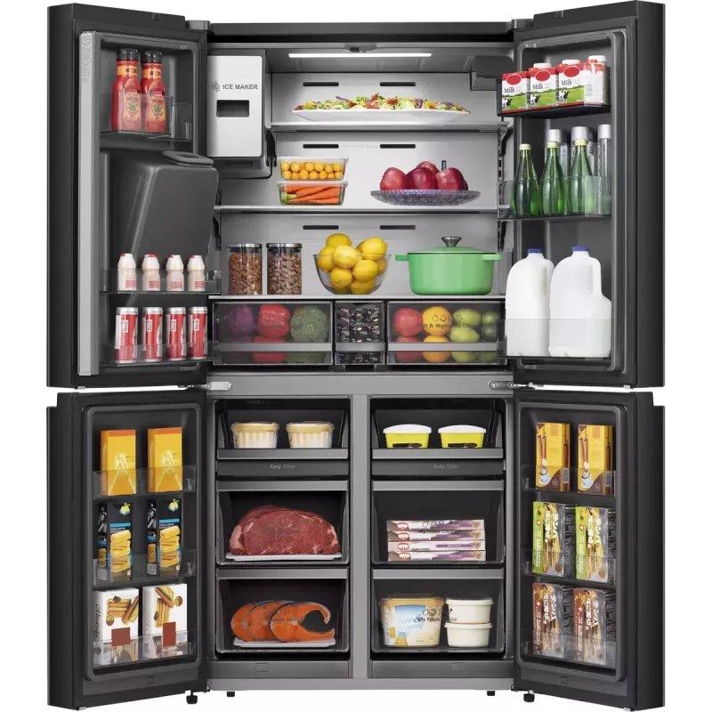 Hisense RQ760N4IFE frigorífico combi multipuerta, de libre instalación, frigorífico 345 l, congelador 232 l, dispensador de agua/hielo, 178,5 cm, clase energética E, negro