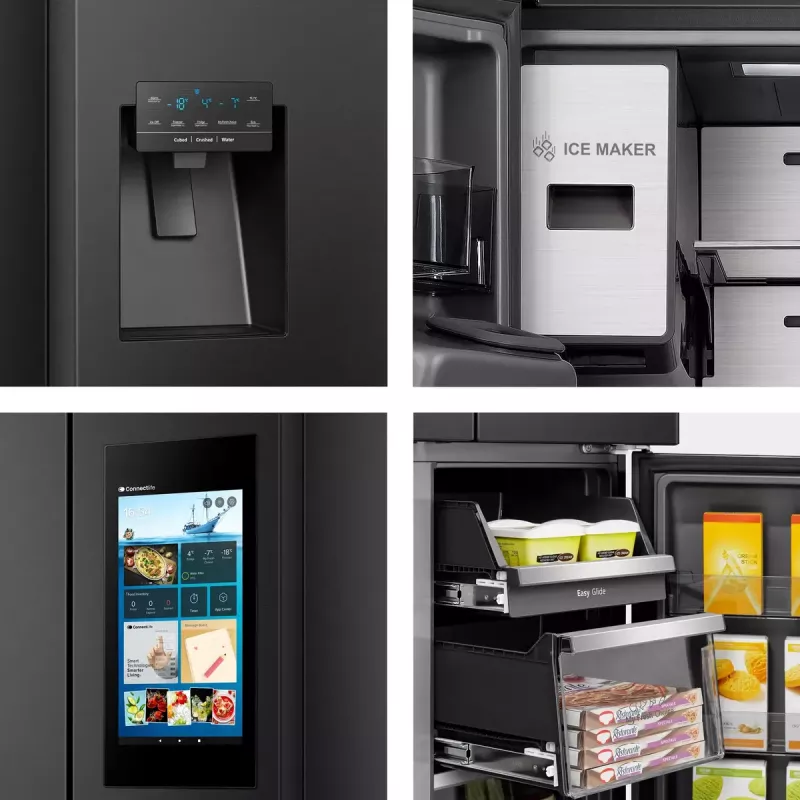 Hisense RQ760N4IFE frigorífico combi multipuerta, de libre instalación, frigorífico 345 l, congelador 232 l, dispensador de agua/hielo, 178,5 cm, clase energética E, negro