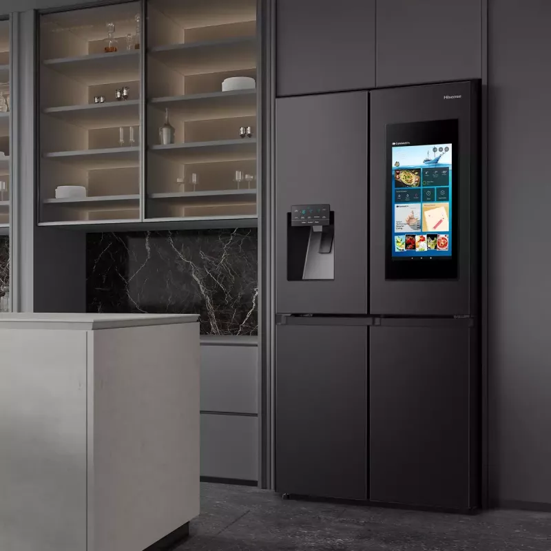 Hisense RQ760N4IFE frigorífico combi multipuerta, de libre instalación, frigorífico 345 l, congelador 232 l, dispensador de agua/hielo, 178,5 cm, clase energética E, negro