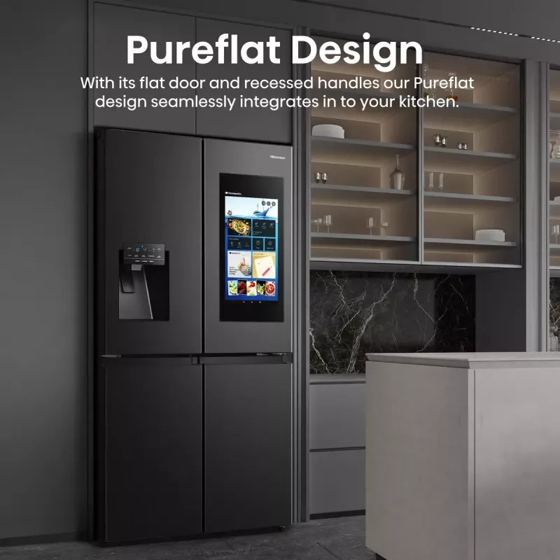 Hisense RQ760N4IFE frigorífico combi multipuerta, de libre instalación, frigorífico 345 l, congelador 232 l, dispensador de agua/hielo, 178,5 cm, clase energética E, negro