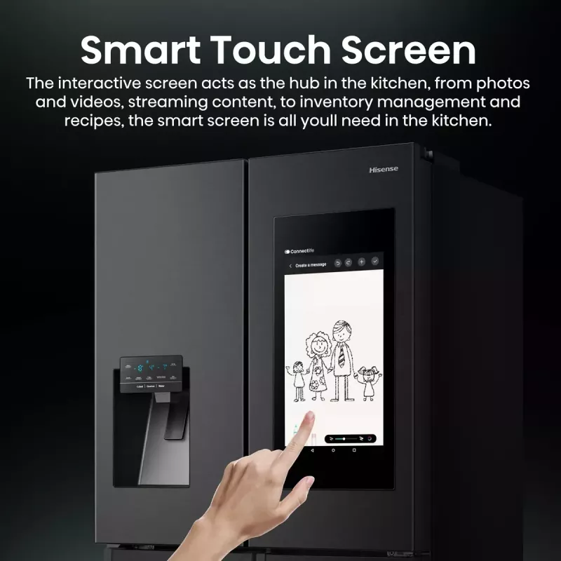 Hisense RQ760N4IFE frigorífico combi multipuerta, de libre instalación, frigorífico 345 l, congelador 232 l, dispensador de agua/hielo, 178,5 cm, clase energética E, negro