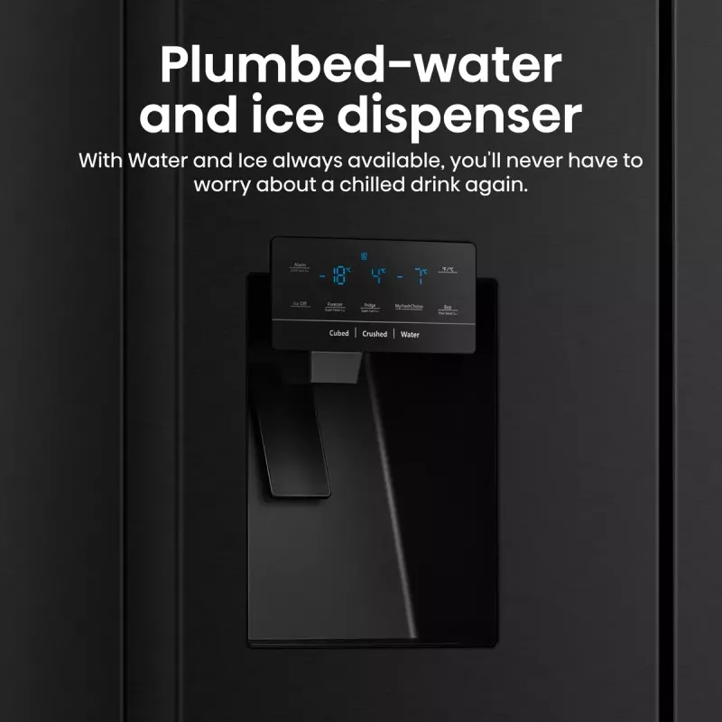 Hisense RQ760N4IFE frigorífico combi multipuerta, de libre instalación, frigorífico 345 l, congelador 232 l, dispensador de agua/hielo, 178,5 cm, clase energética E, negro