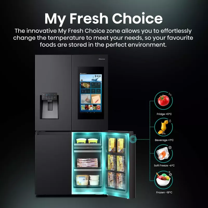 Hisense RQ760N4IFE frigorífico combi multipuerta, de libre instalación, frigorífico 345 l, congelador 232 l, dispensador de agua/hielo, 178,5 cm, clase energética E, negro
