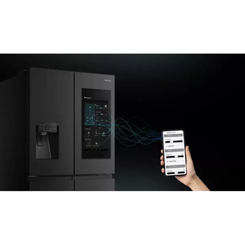 Hisense RQ760N4IFE frigorífico combi multipuerta, de libre instalación, frigorífico 345 l, congelador 232 l, dispensador de agua/hielo, 178,5 cm, clase energética E, negro