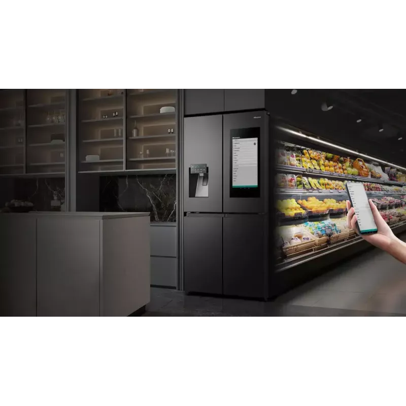 Hisense RQ760N4IFE frigorífico combi multipuerta, de libre instalación, frigorífico 345 l, congelador 232 l, dispensador de agua/hielo, 178,5 cm, clase energética E, negro