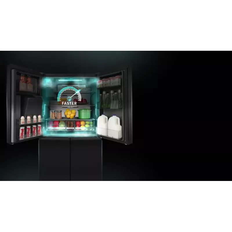 Hisense RQ760N4IFE frigorífico combi multipuerta, de libre instalación, frigorífico 345 l, congelador 232 l, dispensador de agua/hielo, 178,5 cm, clase energética E, negro