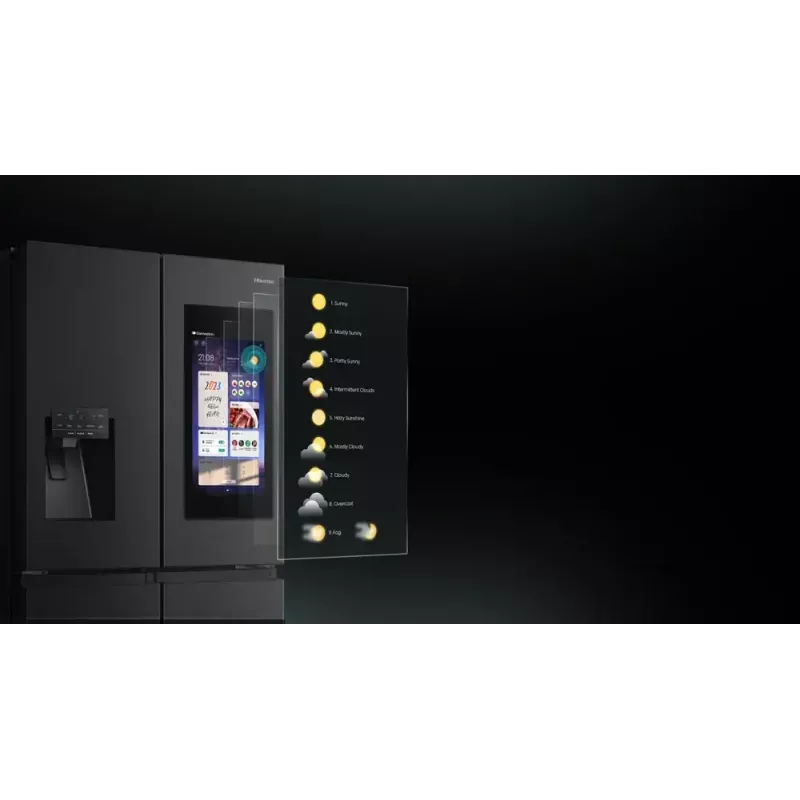 Hisense RQ760N4IFE frigorífico combi multipuerta, de libre instalación, frigorífico 345 l, congelador 232 l, dispensador de agua/hielo, 178,5 cm, clase energética E, negro