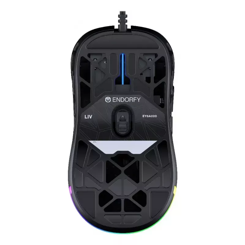 Ratón gaming ENDORFY LIV USB Type-A, con cable óptico, 12000 DPI, ambidiestro, cable de 1,8 m, iluminación aRGB, negro