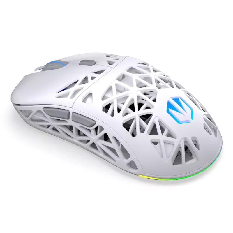 Ratón gaming inalámbrico ambidiestro ENDORFY LIV Plus Onyx White Bluetooth óptico 26000 DPI 6 botones iluminación multicolor batería