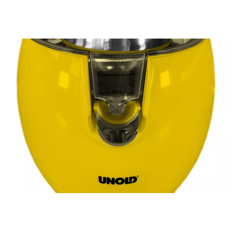 Unold 78132 Power Juicy exprimidor de cítricos eléctrico, 300 W, antigoteo, arranque/parada automático, amarillo/acero inoxidable