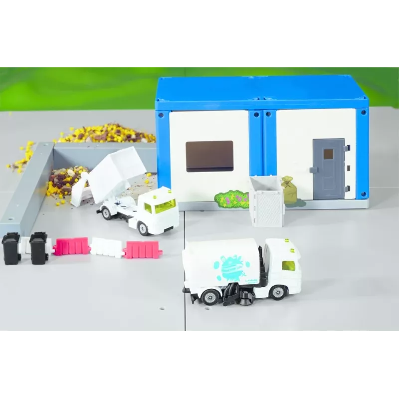 Set de vehículos de juguete Siku Municipal: barredora y camión de basura, metal/plástico, blanco, a partir de 3 años