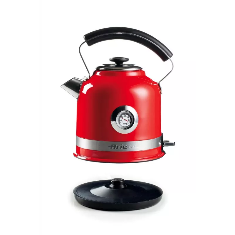 Hervidor Ariete 2854 Moderna, 2000 W, capacidad 1,7 l, 360° sin cable, sistema de apagado automático, filtro extraíble, nivel de agua visible, termómetro, rojo