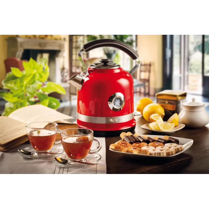 Hervidor Ariete 2854 Moderna, 2000 W, capacidad 1,7 l, 360° sin cable, sistema de apagado automático, filtro extraíble, nivel de agua visible, termómetro, rojo