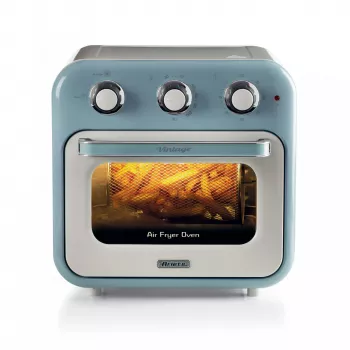 Freidora de aire y horno Ariete 4632 Vintage, 1400W, 2en1, capacidad 16L, accesorios incluidos, temporizador 60 minutos, doble cristal, azul