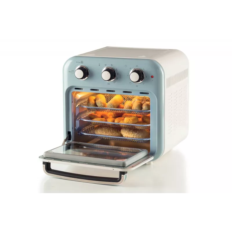 Freidora de aire y horno Ariete 4632 Vintage, 1400W, 2en1, capacidad 16L, accesorios incluidos, temporizador 60 minutos, doble cristal, azul