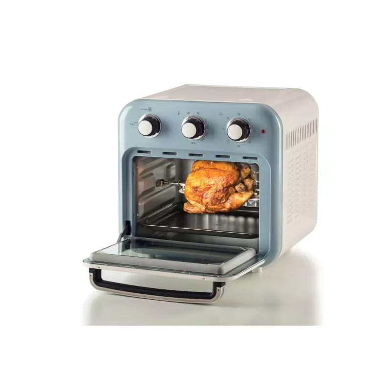 Freidora de aire y horno Ariete 4632 Vintage, 1400W, 2en1, capacidad 16L, accesorios incluidos, temporizador 60 minutos, doble cristal, azul