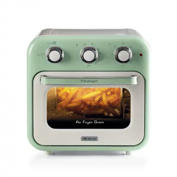 Freidora de aire y horno Ariete 4632 Vintage, 1400W, 2en1, capacidad 16L, accesorios incluidos, temporizador 60 minutos, doble cristal, verde