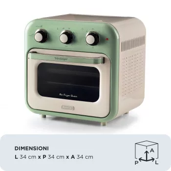 Freidora de aire y horno Ariete 4632 Vintage, 1400W, 2en1, capacidad 16L, accesorios incluidos, temporizador 60 minutos, doble cristal, verde