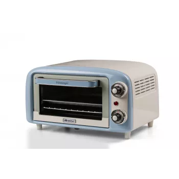 Horno eléctrico Ariete 3919 Vintage, 800 W, capacidad 10 l, doble cristal, retro, azul