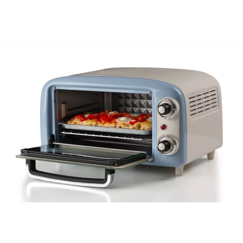 Horno eléctrico Ariete 3919 Vintage, 800 W, capacidad 10 l, doble cristal, retro, azul