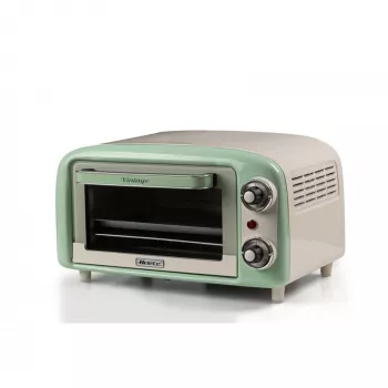 Mini horno eléctrico Ariete 3919 Vintage, 800 W, capacidad 10 L, doble cristal, retro, verde