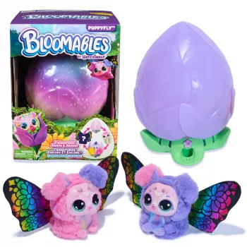Hatchimals Bloomables de , Puppyfly Juguete interactivo sorpresa y flor con revelación y transformación repetibles, más de 100 sonidos y reacciones (estilos variados), juguete infantil para niñas y niños