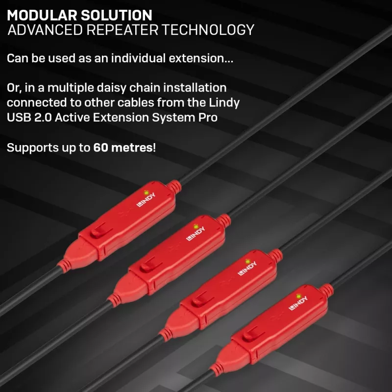 Lindy 12m extensión activa USB 2.0 Pro Hub