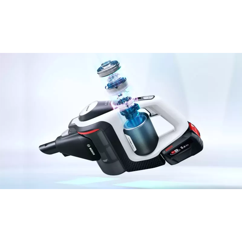Bosch Serie 8 BSS825ALL aspirador de escoba/aspirador de batería en seco sin bolsa negro, blanco 5 Ah