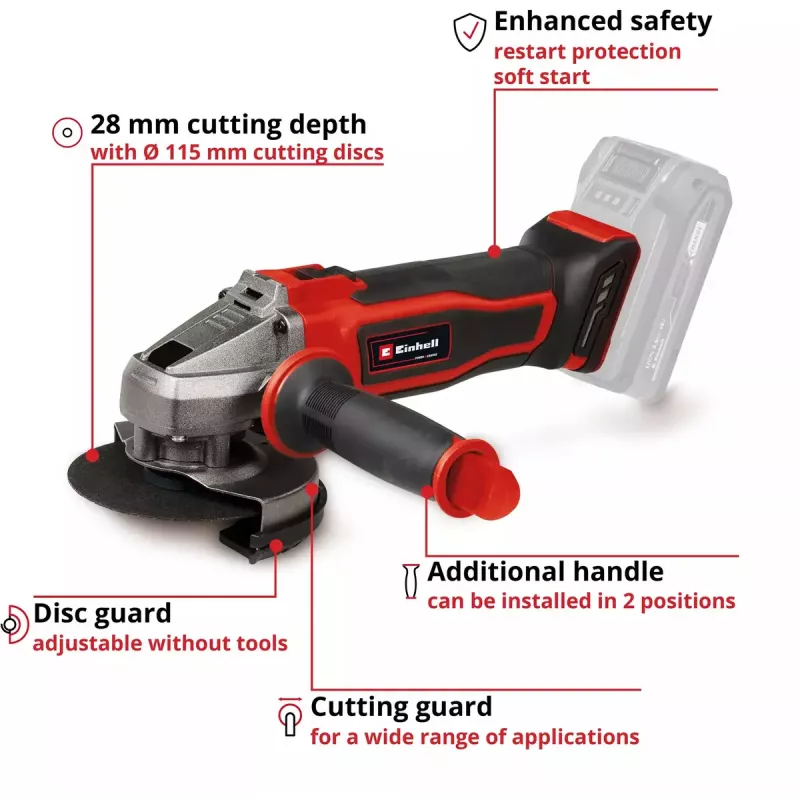 Amoladora angular Einhell Power X-Change TE-AG 18/115-2 Li - Solo 18 voltios